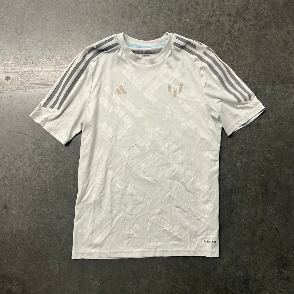 Adidas Lionel Messi Grey Training Jersey Soccer Shirt Youth XL IJ4944